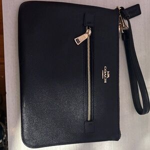 Coach Black Wristlet with Gold Zipper